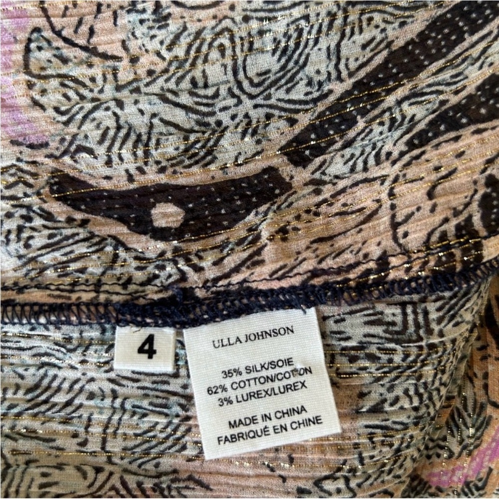 Ulla Johnson Tops | Ida Floral Plissé Top Ivory/Multi Sz 4 - Picture 8 of 10